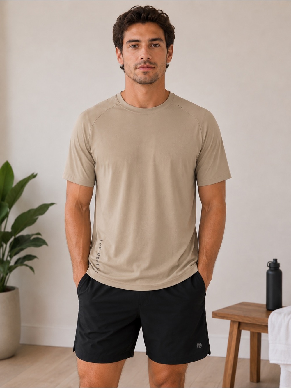 Lululemon Textured Short Sleeve Training Tee Beige Athletic Shirt